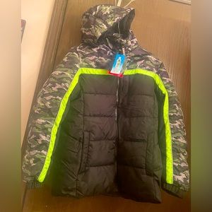 ZeroXposur Kids/Boys Sz-14/16 Black Green Camo Puffer Coat NWT